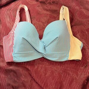 Lands' End Multicolor Striped Bikini Top